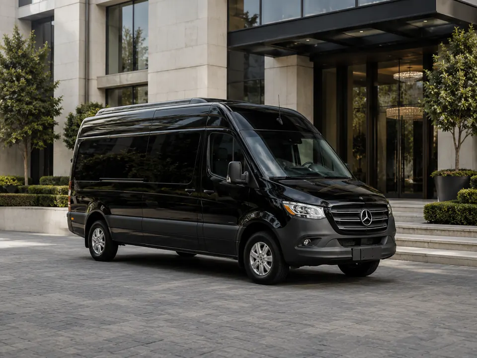 Black Mercedes Sprinter group passenger van